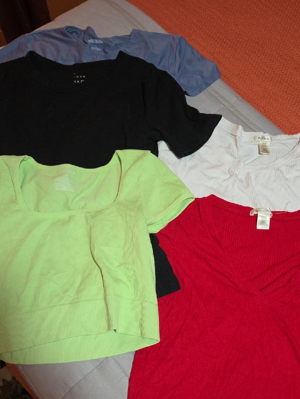 Women’s Red Ribbed V-Neck Top - Unbranded